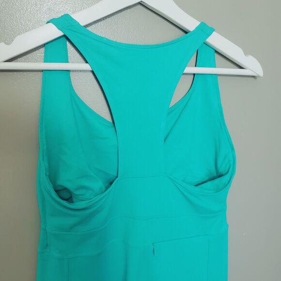 Toad&Co Dress Womens Small Tech Tomboy Racerback Shelf Bra Pocket Green Teal - Picture 4 of 10